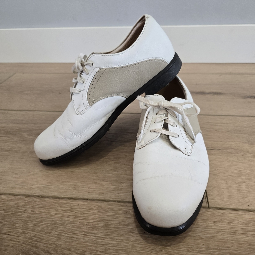 Nike Air Comfort Verdana Last Golf Shoes White & Tan Beige Women's 9.5 Spikes